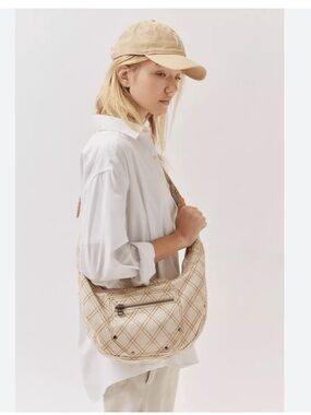 Urban Outfitters UO Darci Denim Beige Plaid Hobo Shoulder Bag Tote